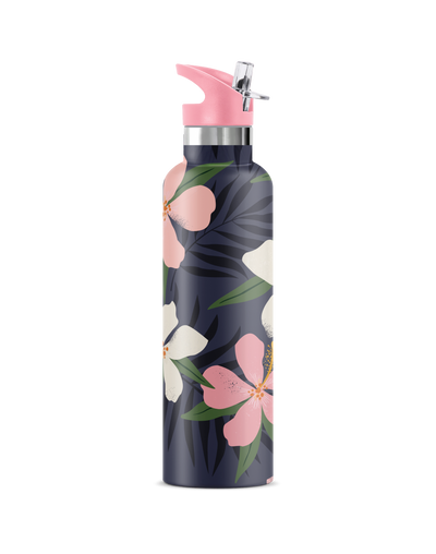 My Bougie Bottle Insulated Water Bottle in Aloalo Design with Pink Flip n Sip Lid