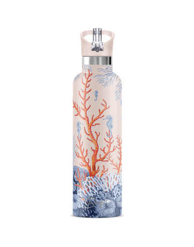 Sea horse and coral design with matching light pink flip n sip lid