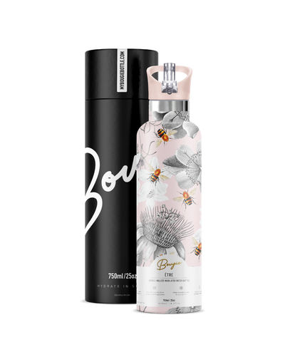 ETRE BEE AND FLOWER DESIGN WITH LIGHT PINK FLIP N SIP LID WITH GIFT TUBE