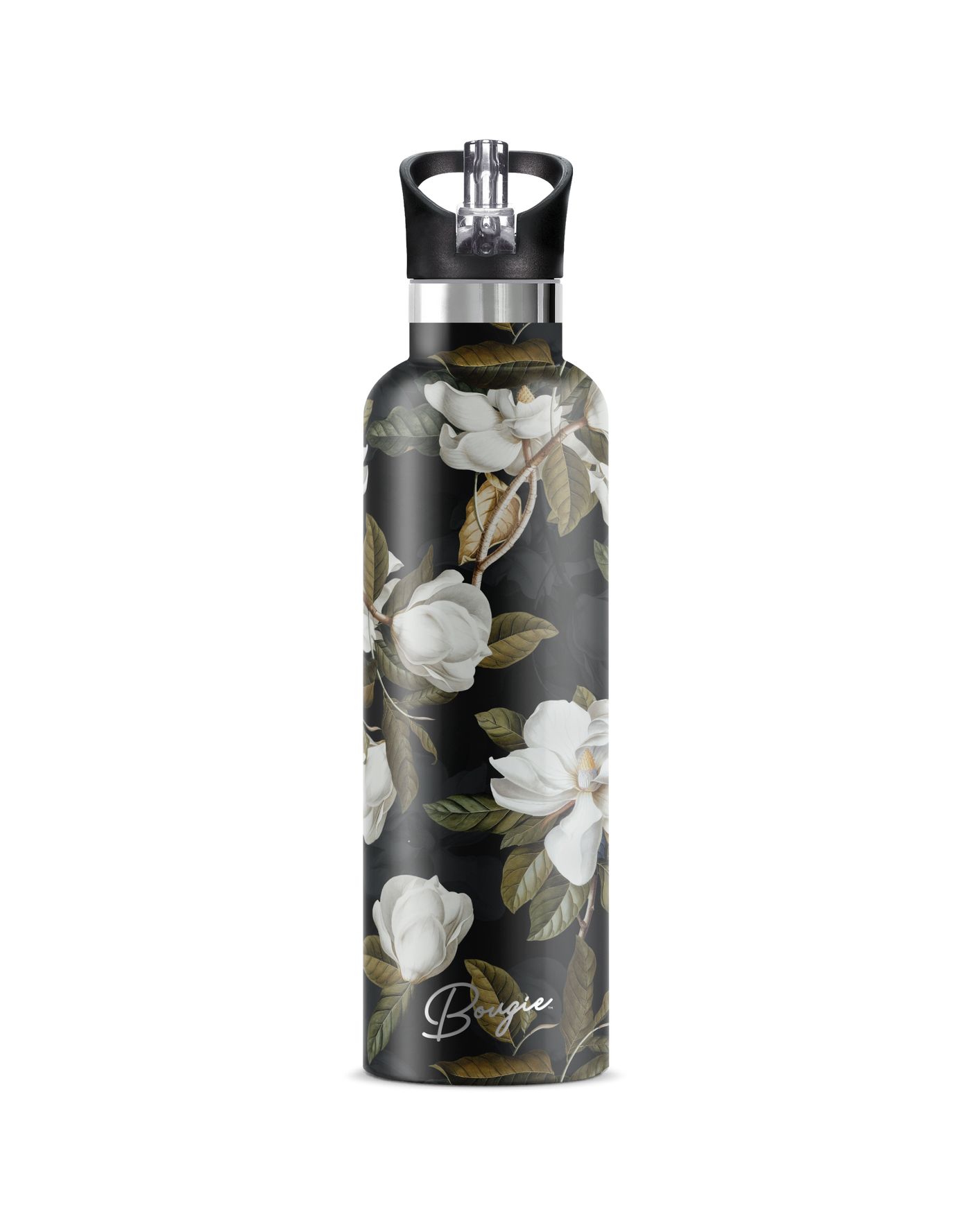 Magnolia Bottle Front Black Lid 