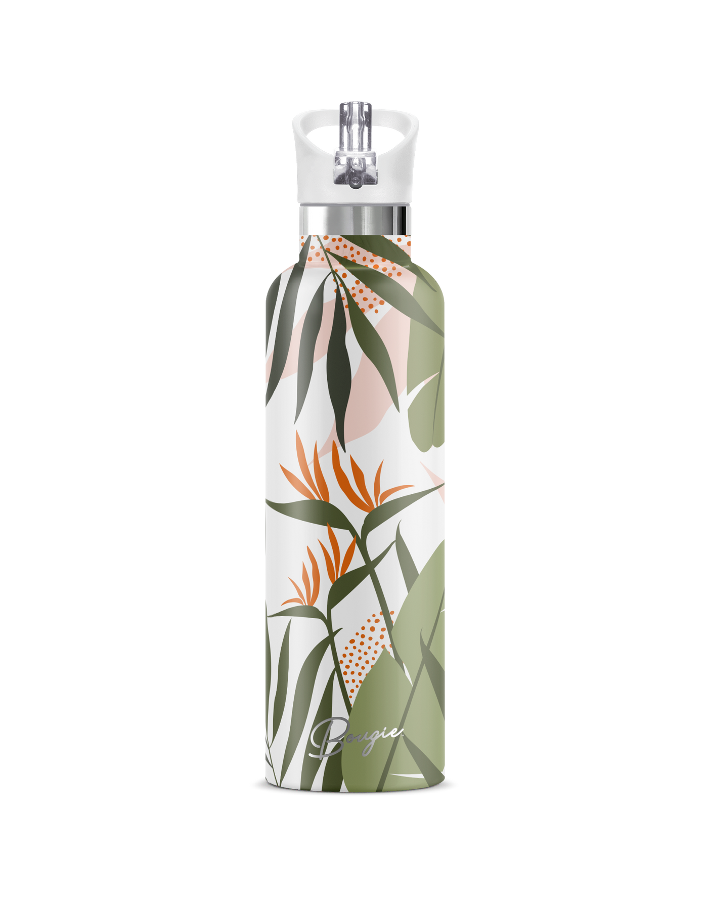 MALIE TROPICAL PALM LEAF DESIGN WITH MATCHING WHITE FLIP N SIP LID