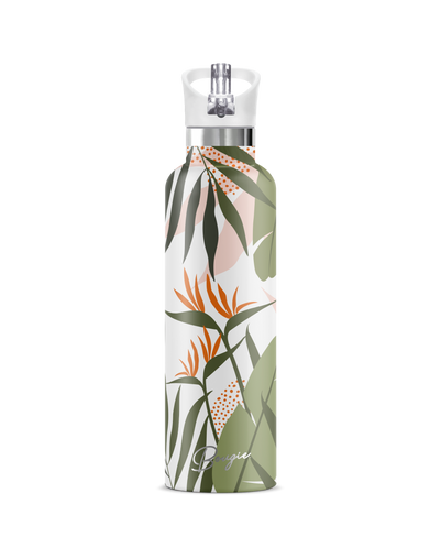 MALIE TROPICAL PALM LEAF DESIGN WITH MATCHING WHITE FLIP N SIP LID