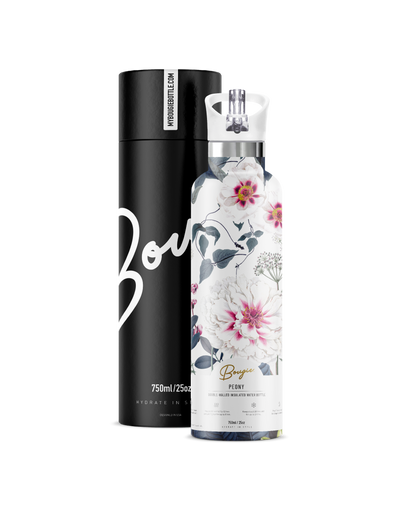 PEONY BOTTLE WITH WHITE LID AND GIFT TUBE