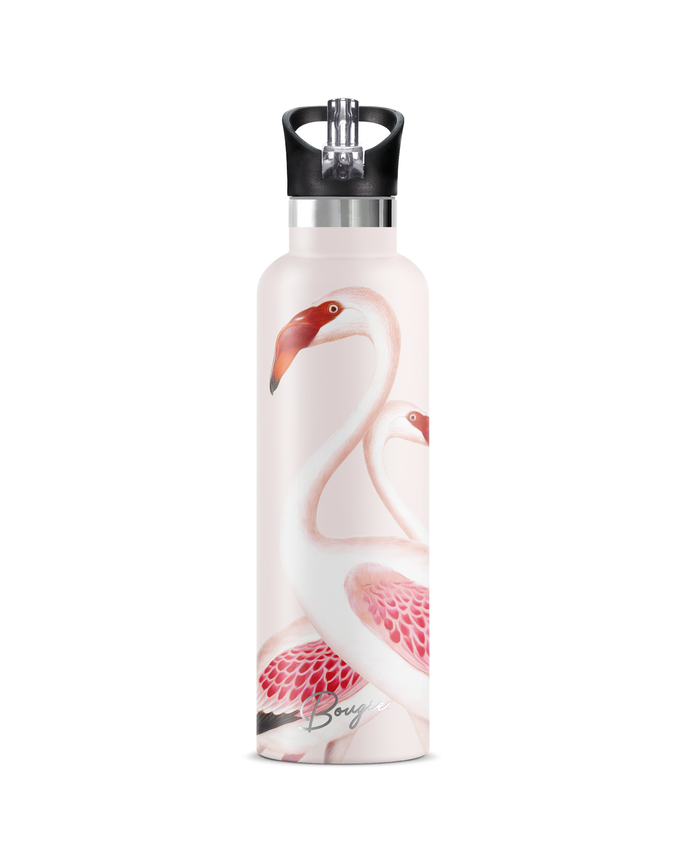 Puna | 25oz. Insulated Water Bottle Puna Flamingo design with black flip n sip lid 