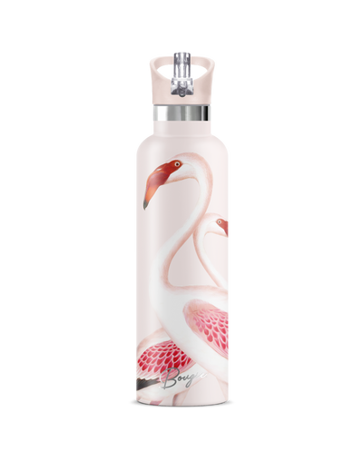 Puna | 25oz. Insulated Water Bottle Puna Flamingo design with PINK flip n sip lid 