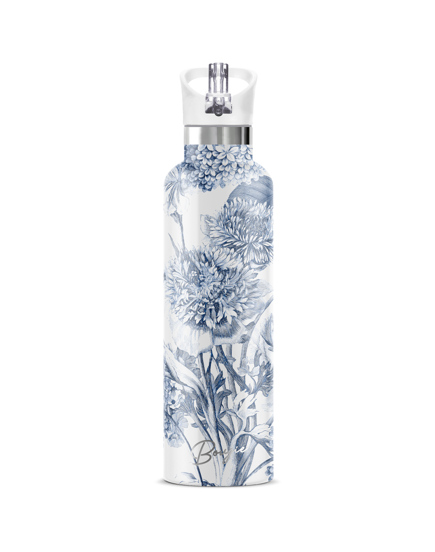 Toile Fleurie | 25oz. Insulated Water Bottle with matching white flip n sip lid 