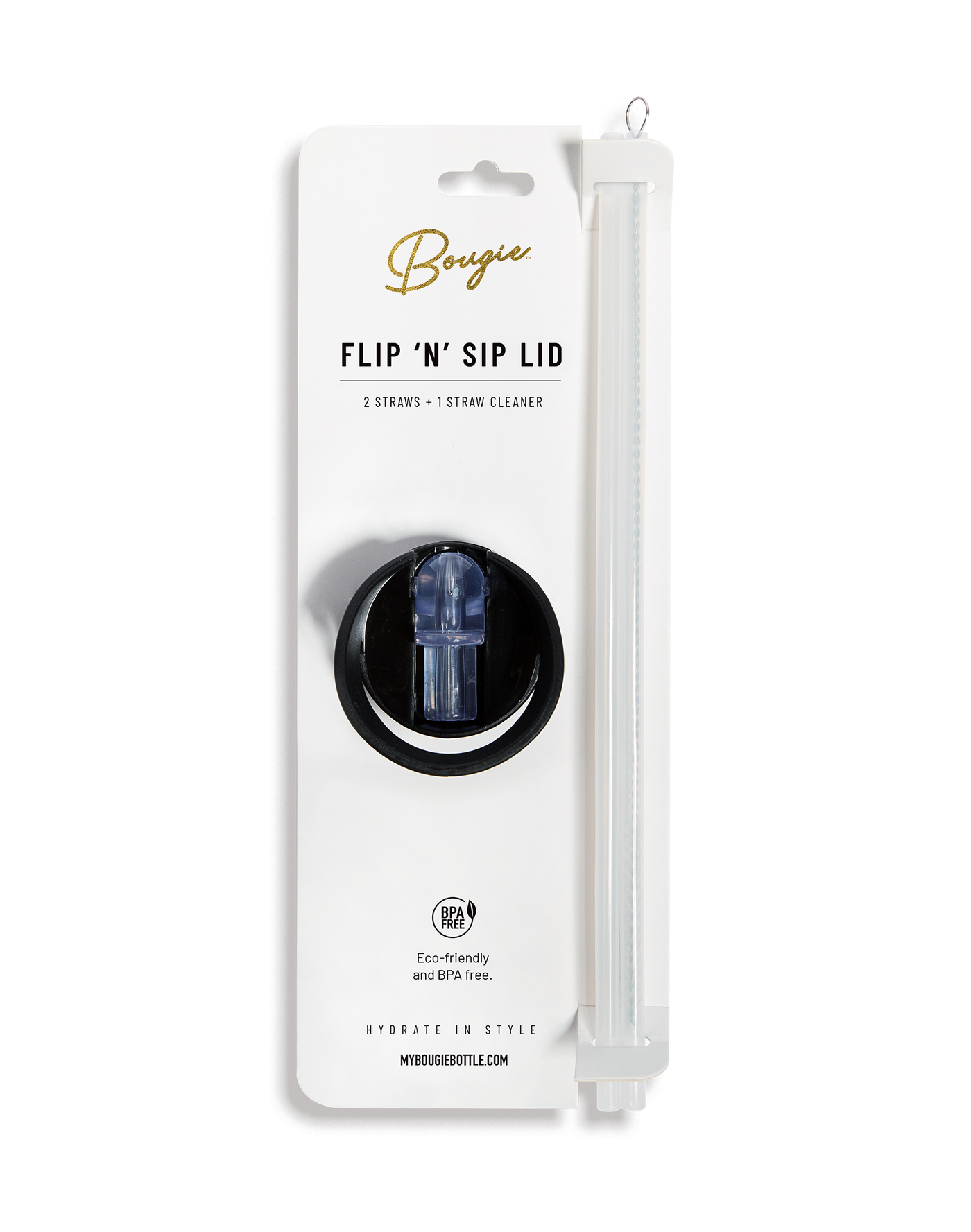 Black Flip n Slip Lid with Straw and Straw Cleaner Pack