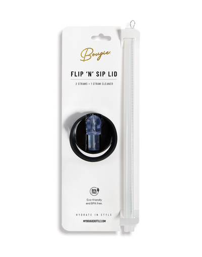 Black Flip n Slip Lid with Straw and Straw Cleaner Pack