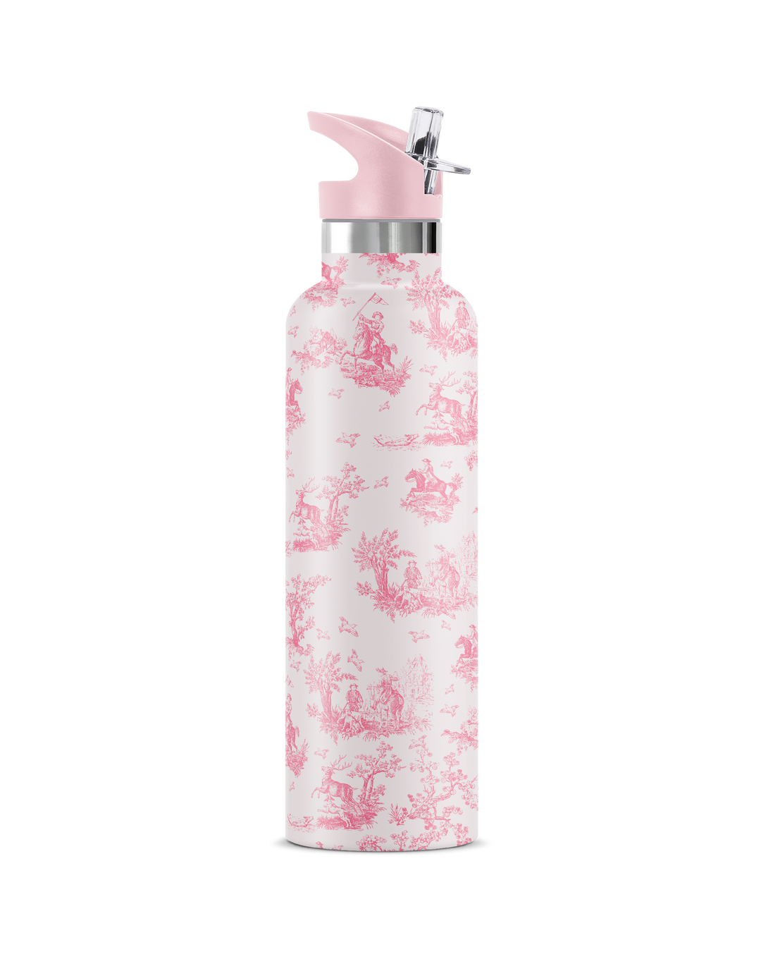 Chevalier 25oz Insulated Luxury Water Bottle | Pink Toile Horse & Houn