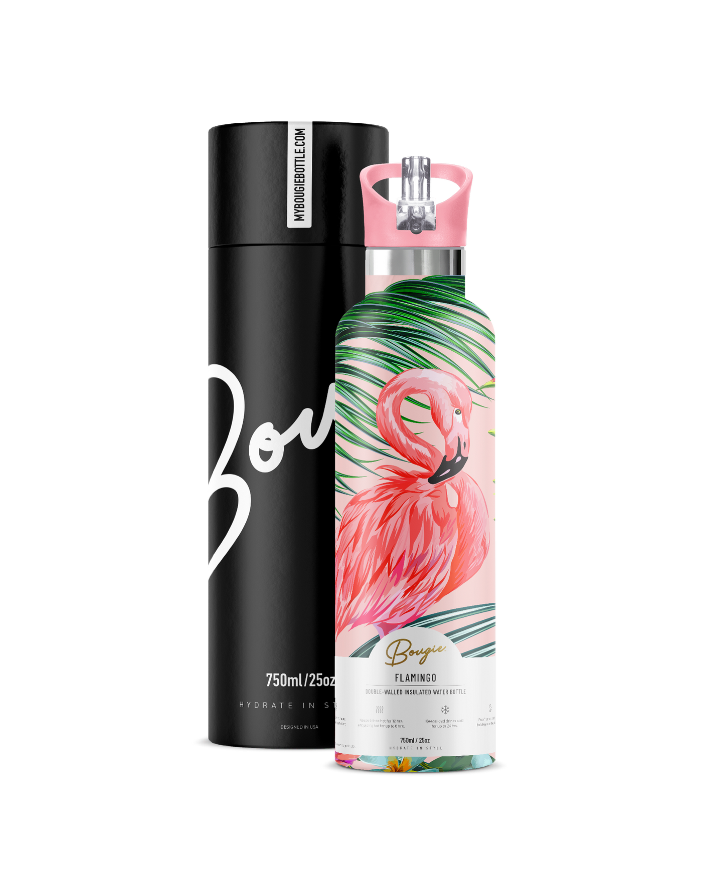 Flamingo | 25oz. Insulated Water Bottle - My Bougie Bottle