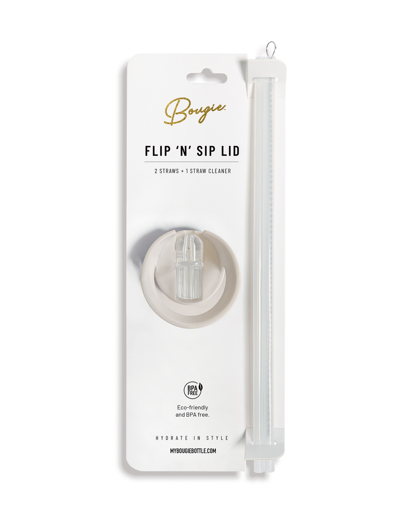 Flip ‘N’ Sip Lid Cream | 2 Straws + 1 Cleaner - My Bougie Bottle