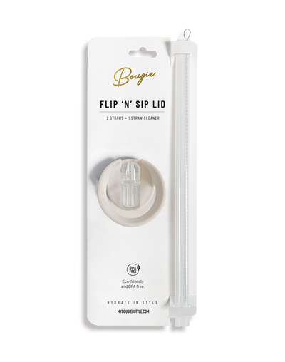 Flip ‘N’ Sip Lid Cream | 2 Straws + 1 Cleaner - My Bougie Bottle