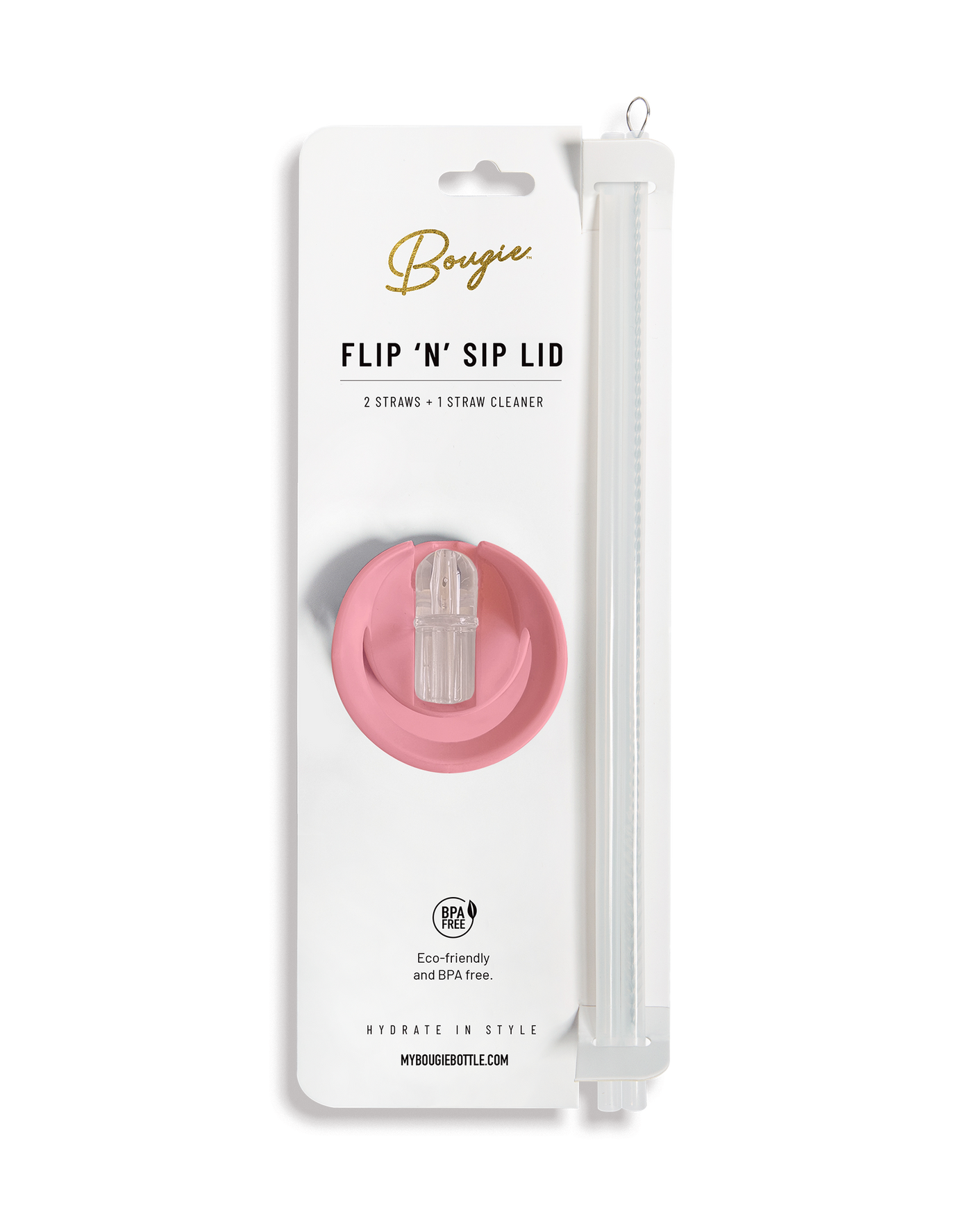 Flip ‘N’ Sip Lid Rose | 2 Straws + 1 Cleaner - My Bougie Bottle