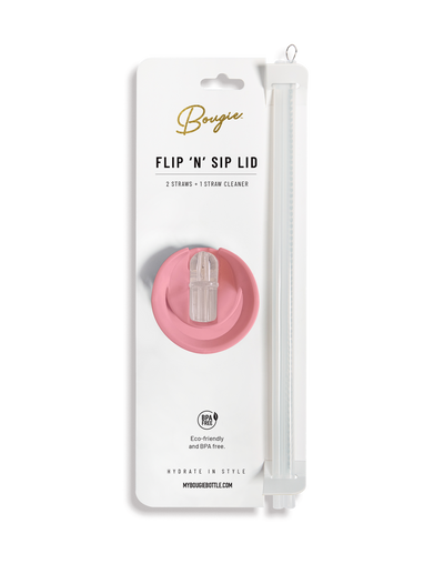 Flip ‘N’ Sip Lid Rose | 2 Straws + 1 Cleaner - My Bougie Bottle