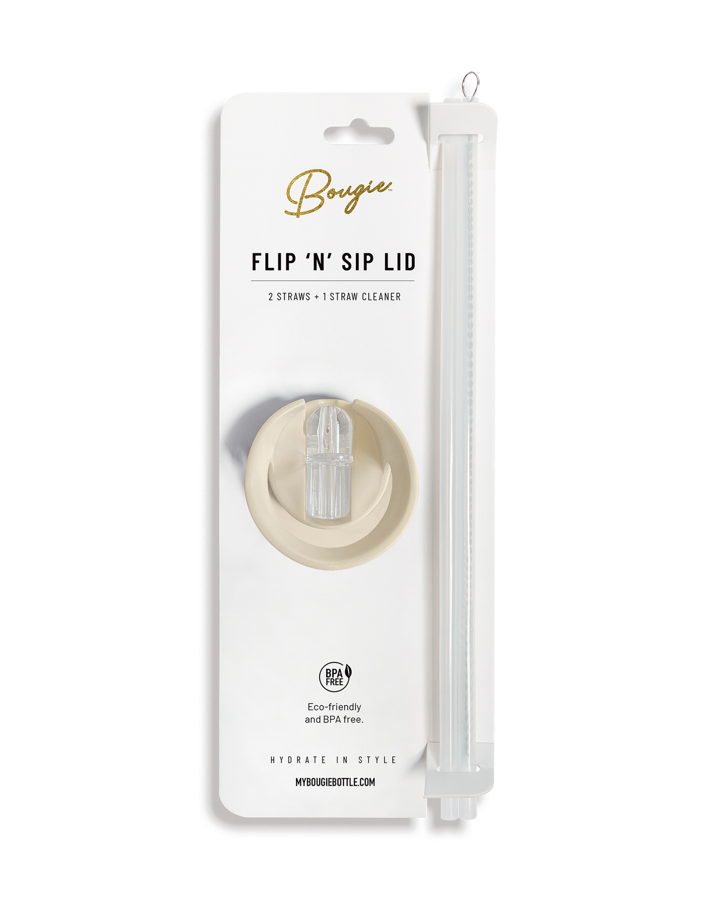 Flip ‘N’ Sip Lid Sand | 2 Straws + 1 Cleaner - My Bougie Bottle