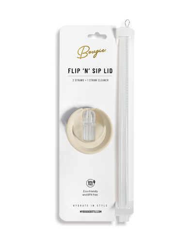 Flip ‘N’ Sip Lid Sand | 2 Straws + 1 Cleaner - My Bougie Bottle
