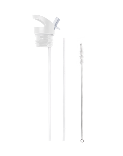 Flip ‘N’ Sip Lid White | 2 Straws + 1 Cleaner - My Bougie Bottle