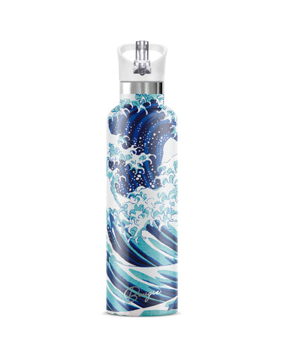 ocean wave design on water bottle