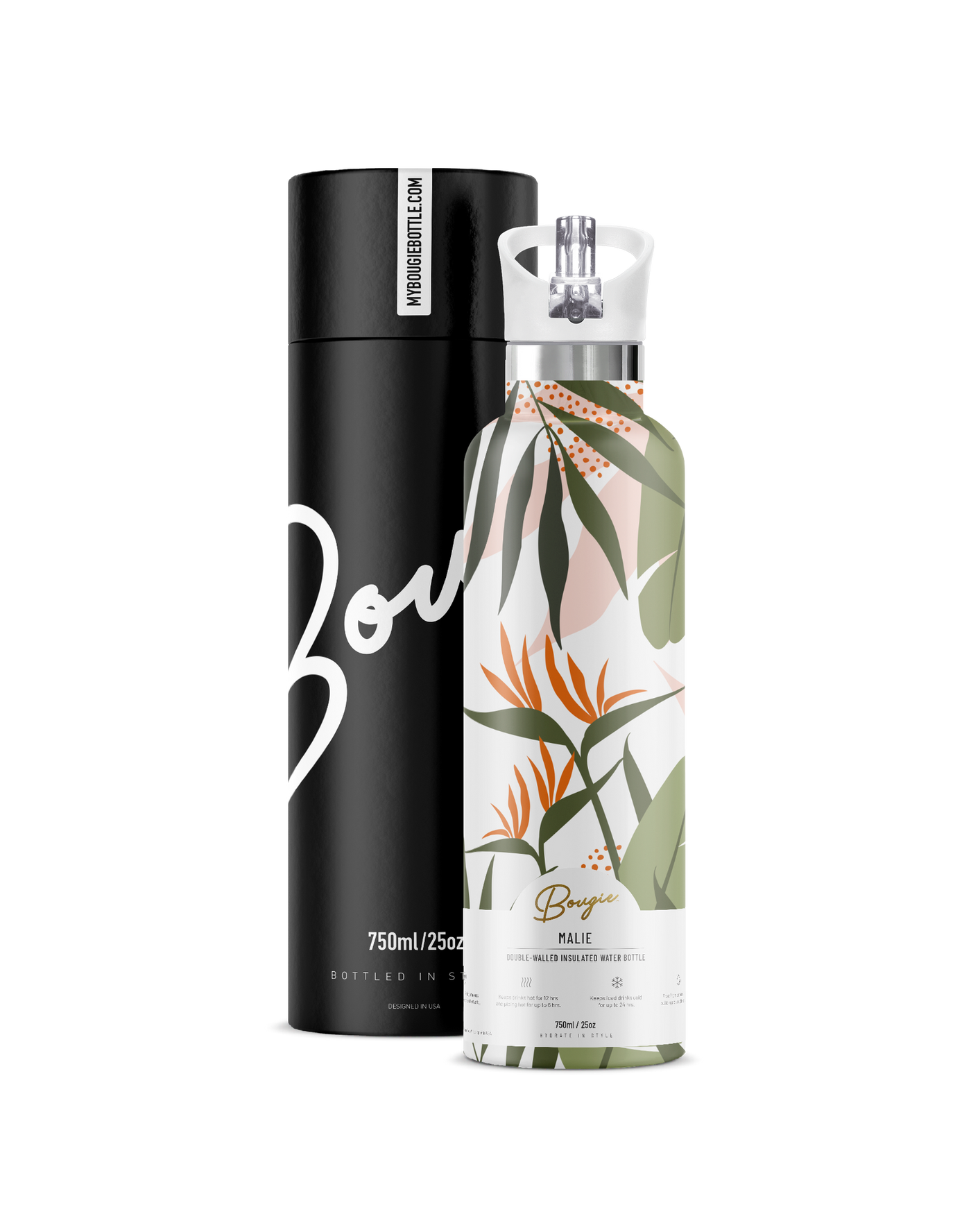 Malie | 25oz. Insulated Water Bottle - My Bougie Bottle