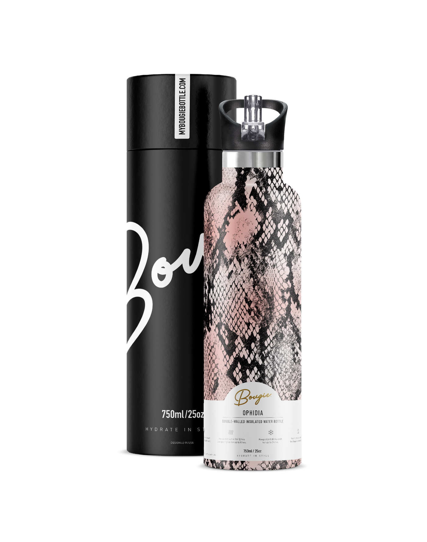 Ophedia | 25oz. Insulated Water Bottle - My Bougie Bottle