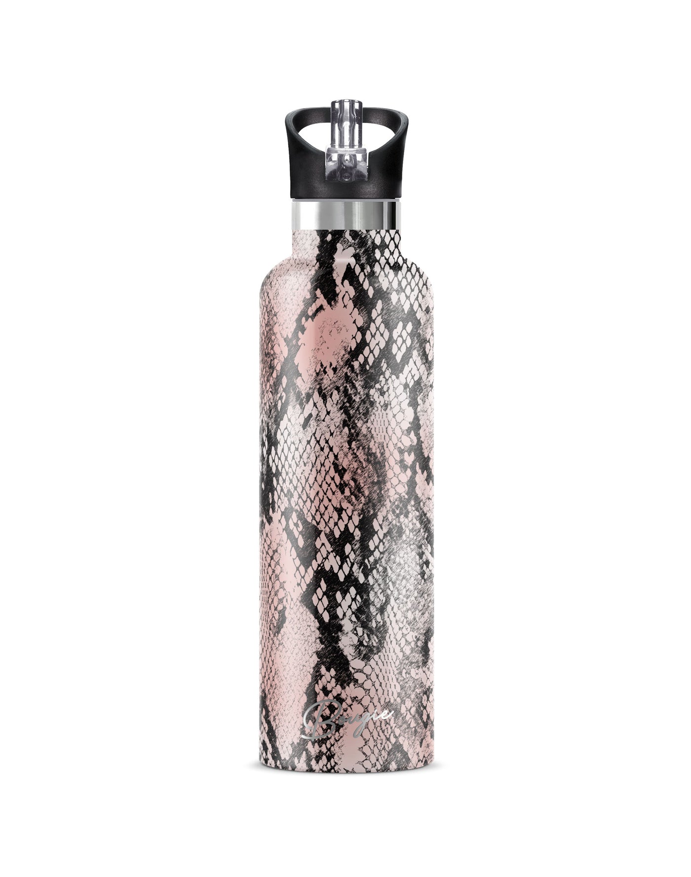 Ophedia | 25oz. Insulated Water Bottle, snake skin design with black flip n sip lid