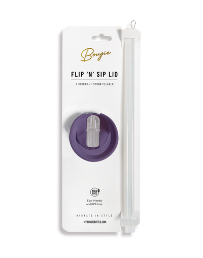 Flip ‘N’ Sip Lid Purple | 2 Straws + 1 Cleaner