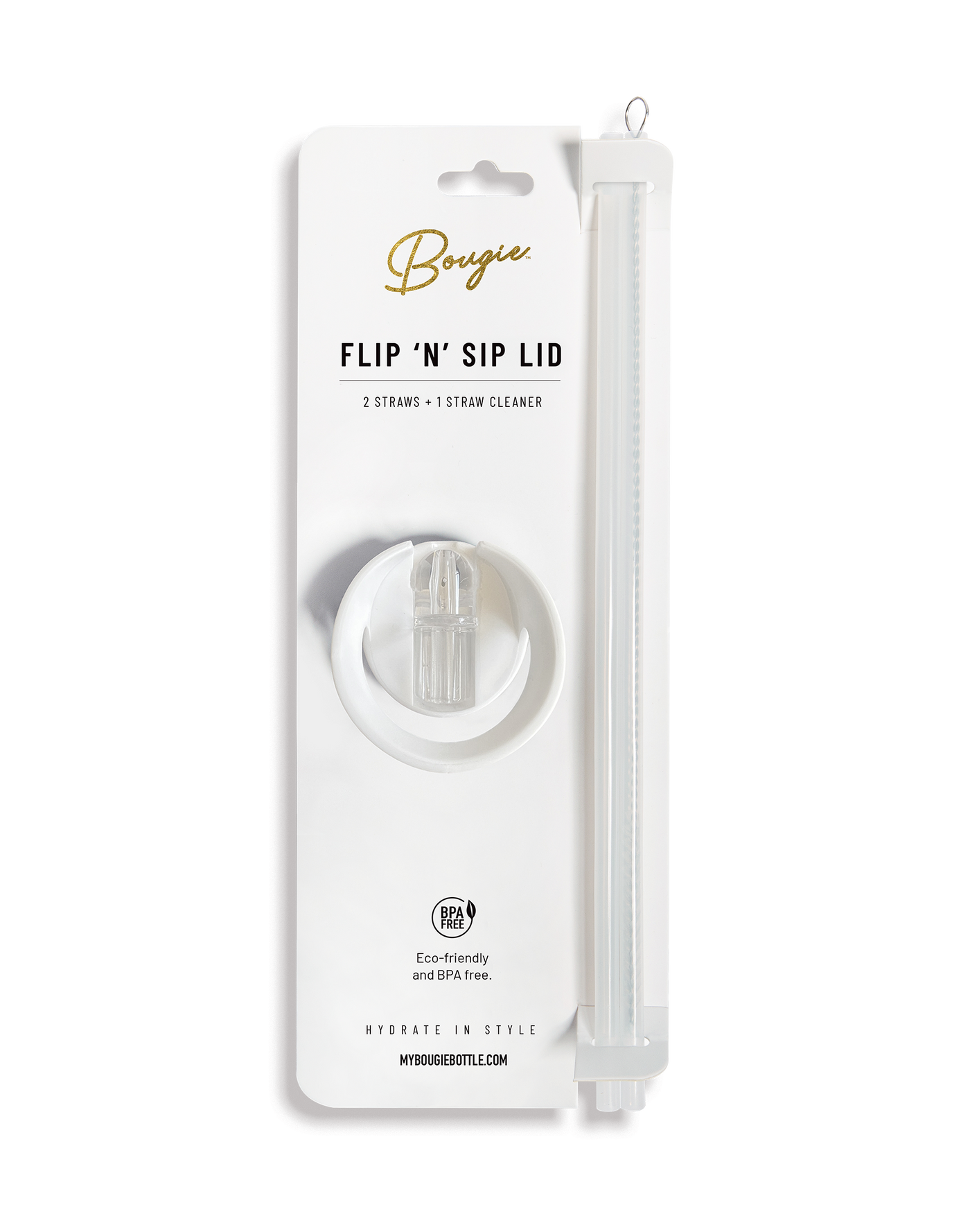 Flip ‘N’ Sip Lid White | 2 Straws + 1 Cleaner