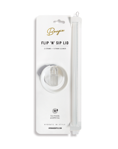 Flip ‘N’ Sip Lid White | 2 Straws + 1 Cleaner