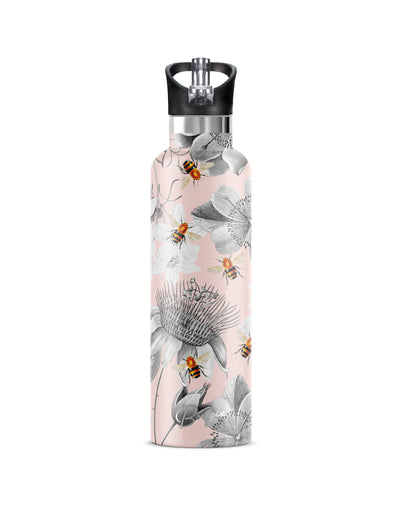 25 oz Insulated Flip'n'Sip Bottle | Bee and Floral design