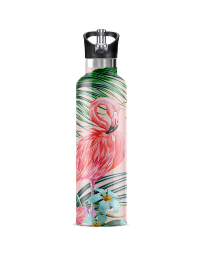 25 oz Insulated Flip'n'Sip Bottle | Pink Flamingo Miami Design