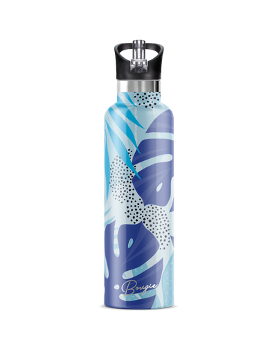 25 oz Insulated Flip'n'Sip Bottle | Blue Palm Hawaiian Monstera