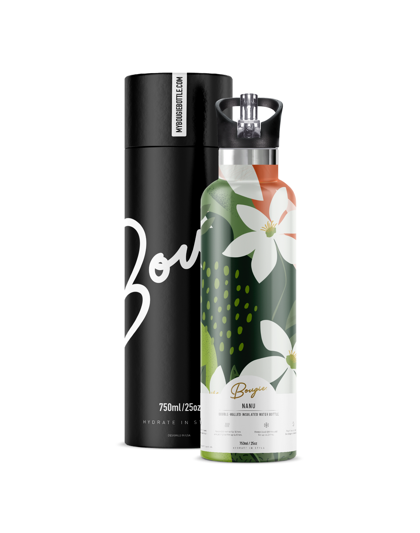 Insulated Water Bottle 24oz Pineapple Monstera White – Happy Wahine