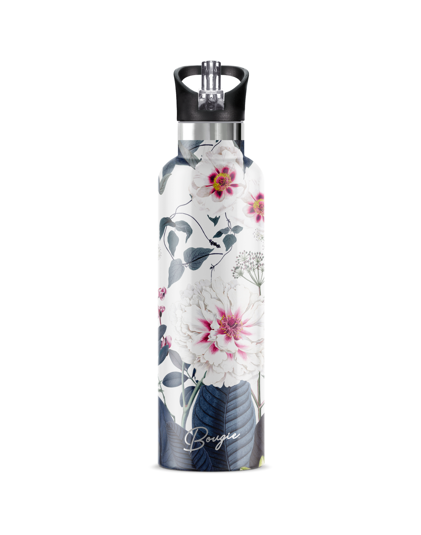 Peony Bottle with Black Lid