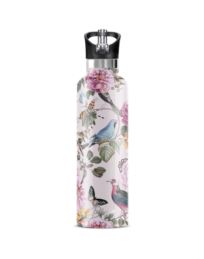 My Bougie Bottle Insulated Water Bottle in Primavera Design with Butterflies, Birds, and Flowers. 