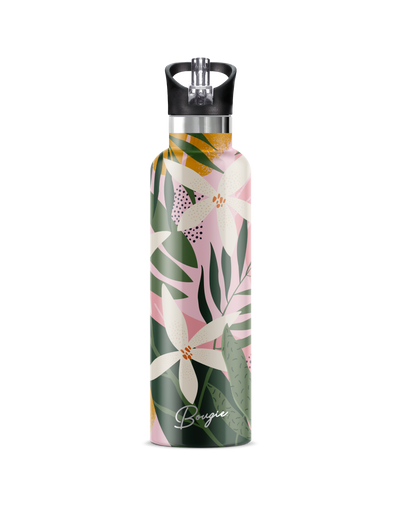 25 oz Insulated Steel Water Bottle | Tiare Bliss Tropical Flowers