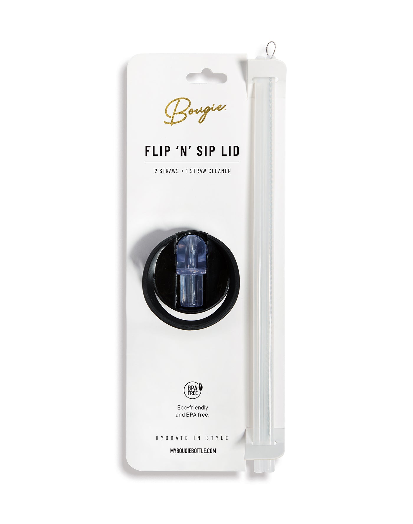 Flip N Sip Lid – Leak-Proof Reusable Straw Lid Fits Most Bottles & Tumblers | Includes 2 Straws + Cleaner | Eco-Friendly Black